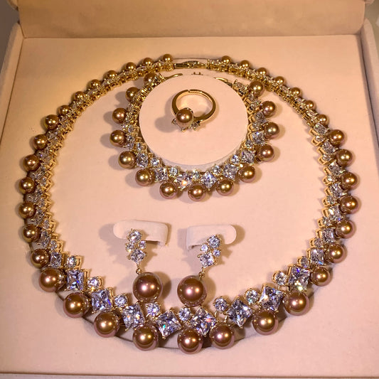 Champagne Shell Pearl Jewelry Set