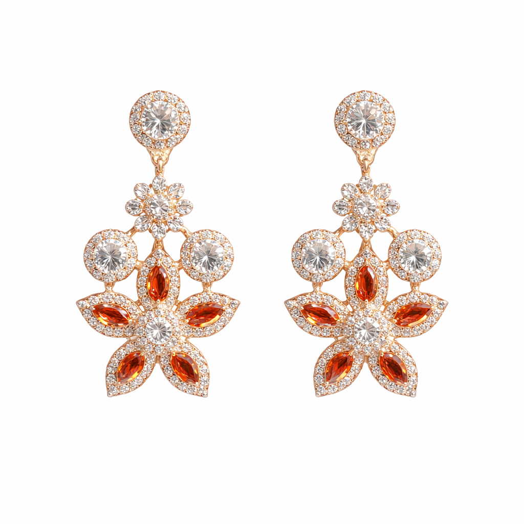 Amber Bloom CZ Earrings