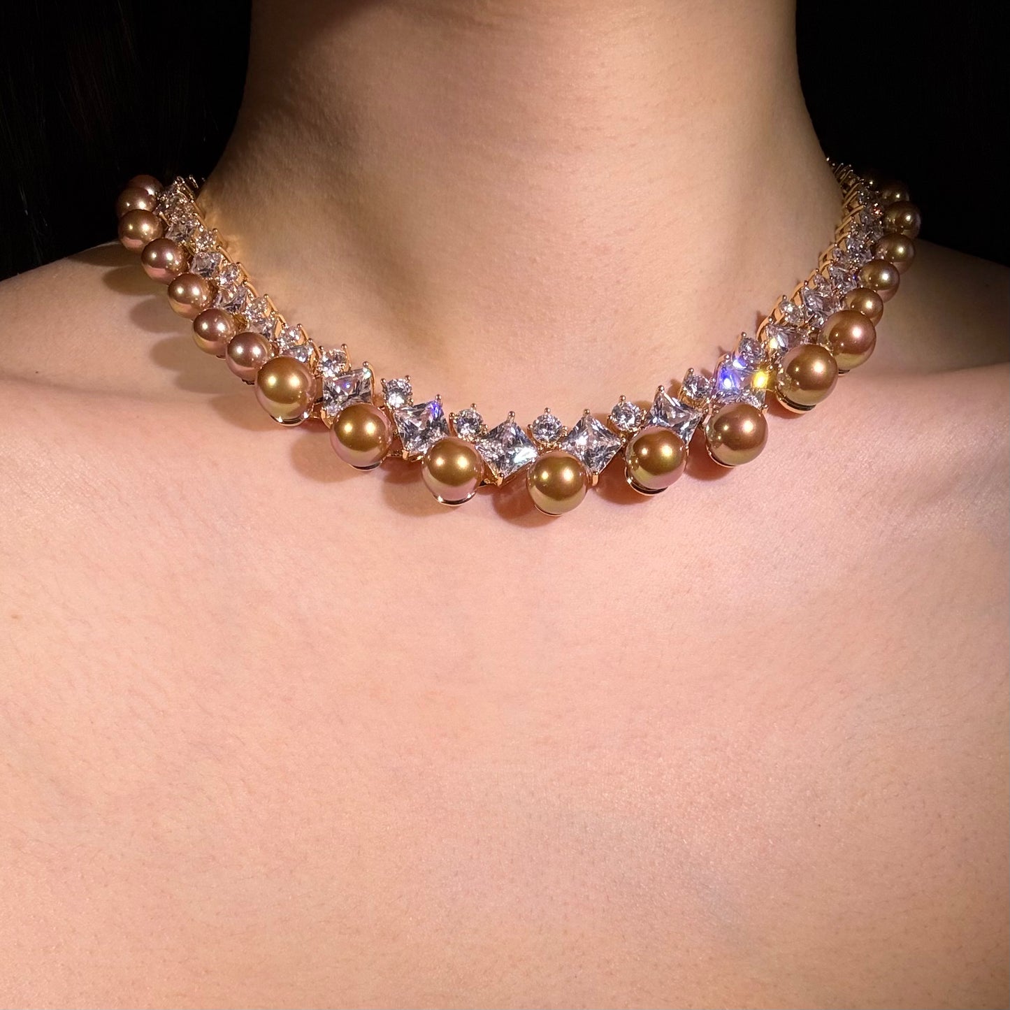 Champagne Shell Pearl Jewelry Set
