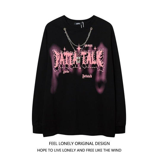 Gothic letter chain long-sleeve shirt