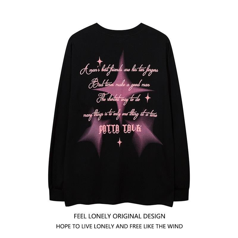 Gothic letter chain long-sleeve shirt