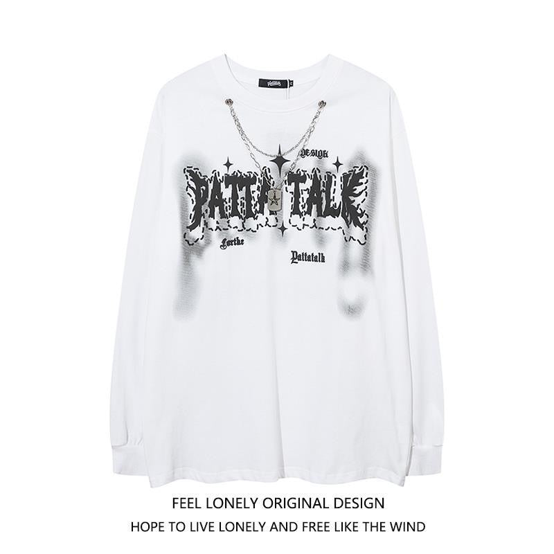 Gothic letter chain long-sleeve shirt