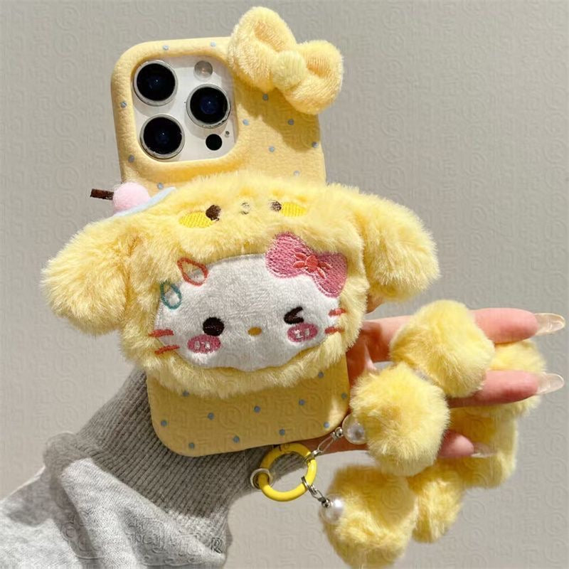 Fluffy Phone Case with Bracelet Set