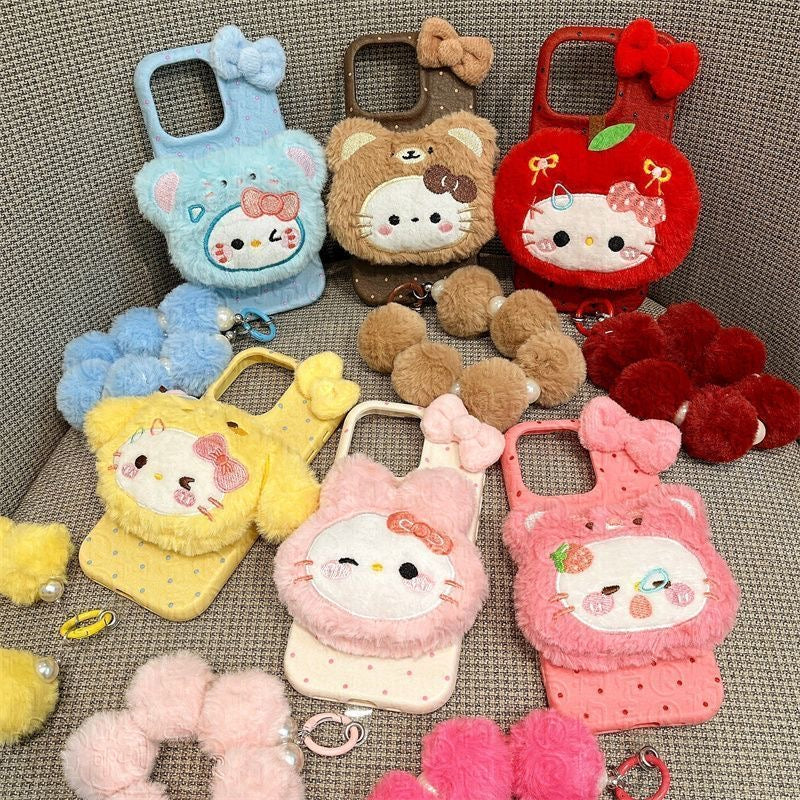 Fluffy Phone Case with Bracelet Set