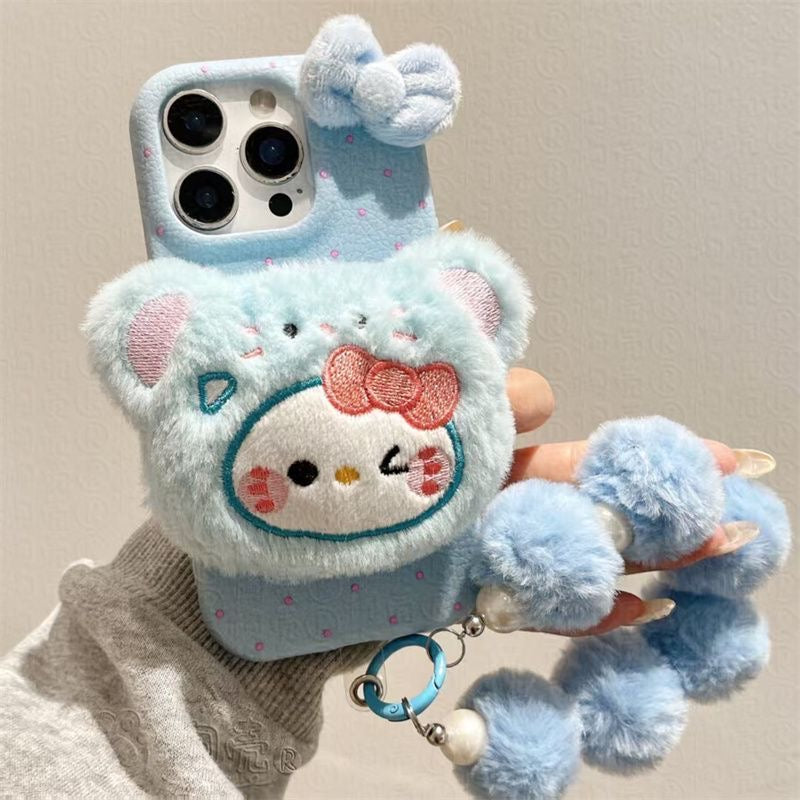 Fluffy Phone Case with Bracelet Set