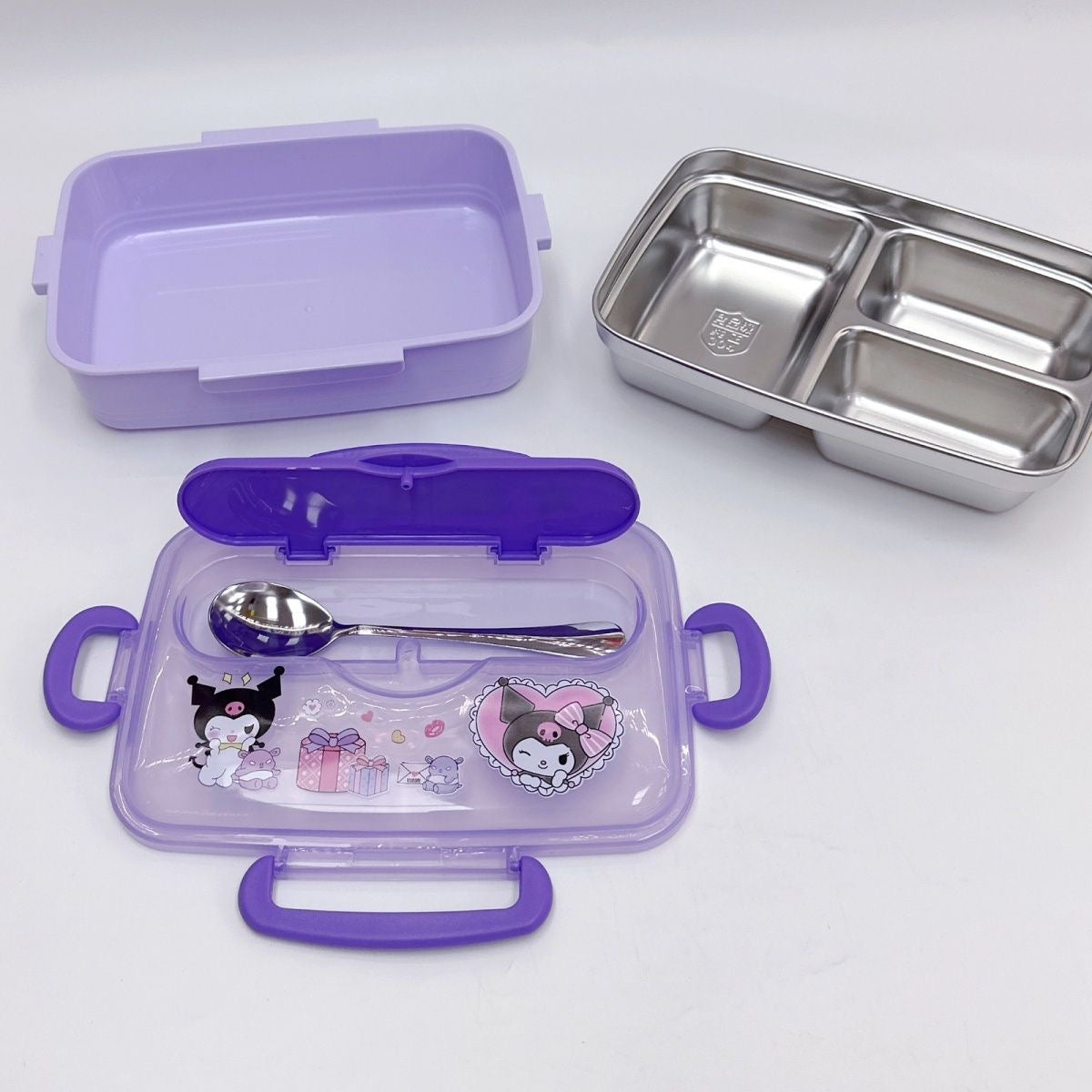 A stainless steel insulated lunch box
