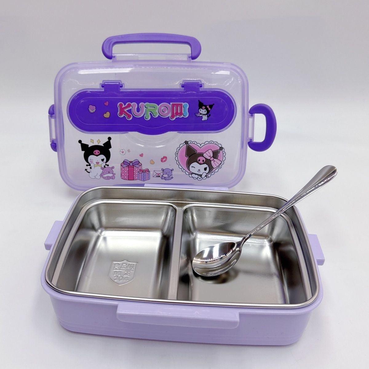 A stainless steel insulated lunch box